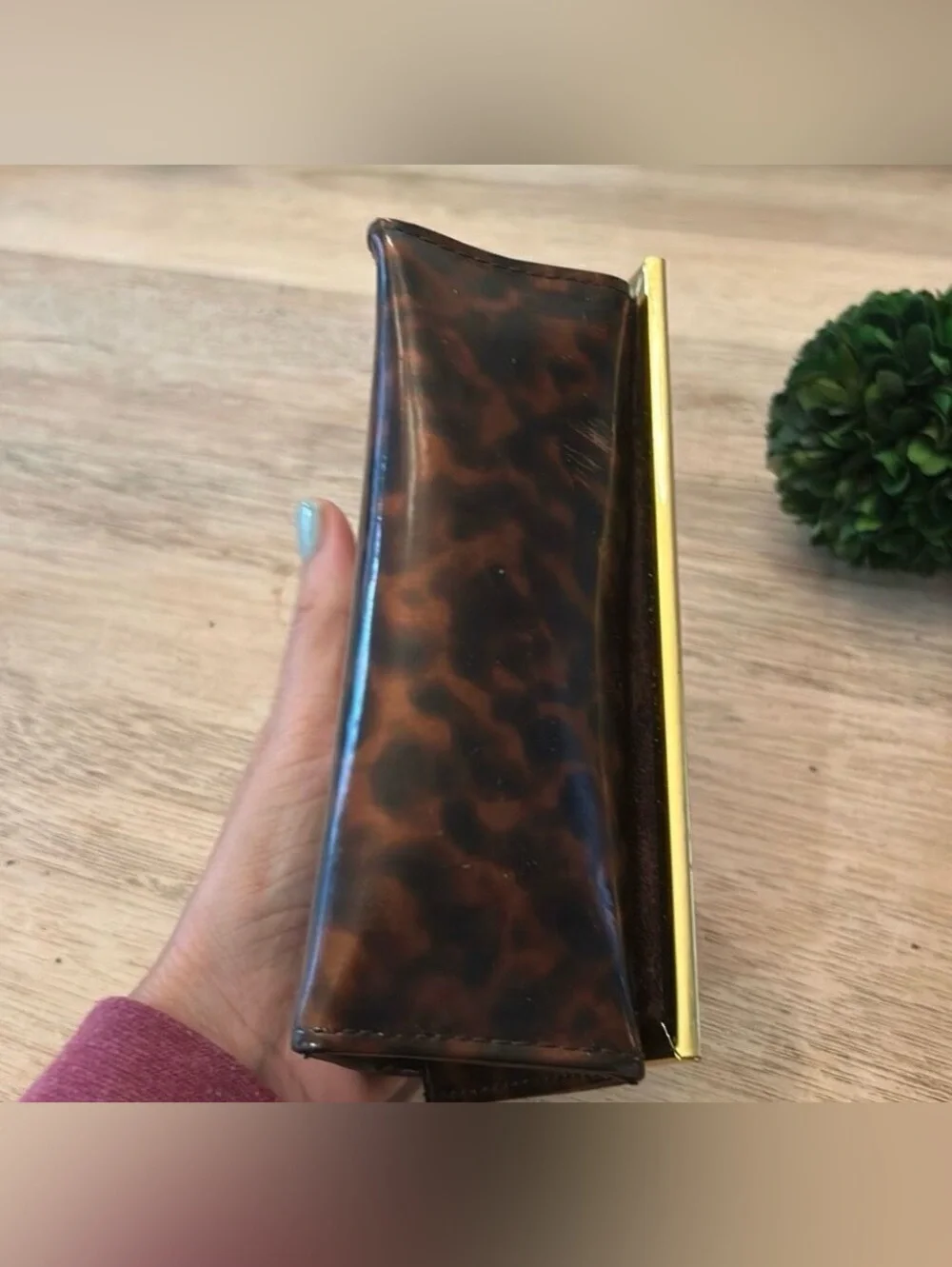 Tory Burch tortoiseshell and gold large Sunglass/ eyeglass case